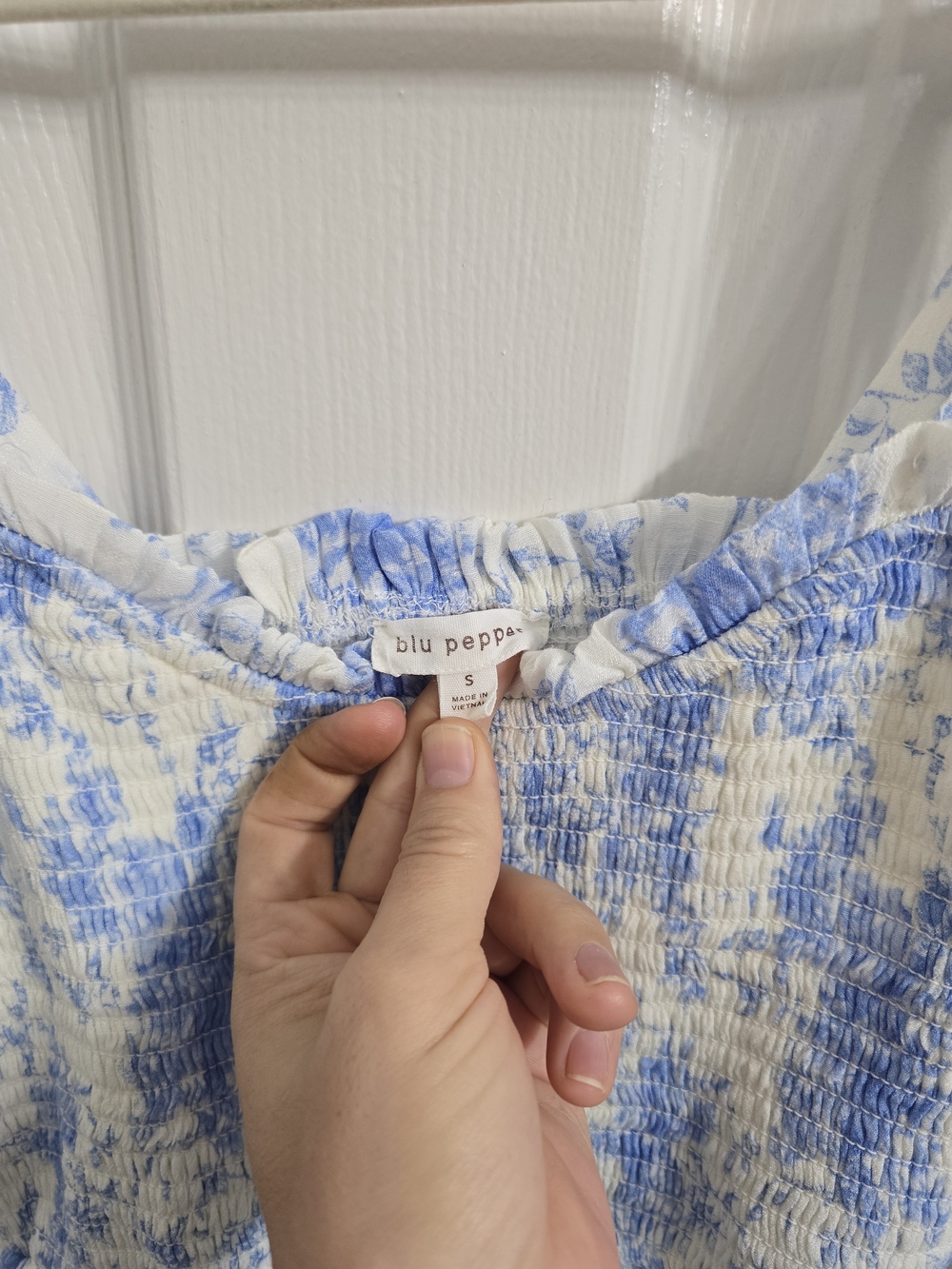 blu pepper Blue & White Smocked Women's Dress